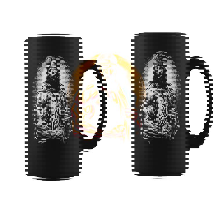 Muscular Jesucristo Divertido Levantamiento De Pesas Jesús Gimnasio Deportes Taza de café