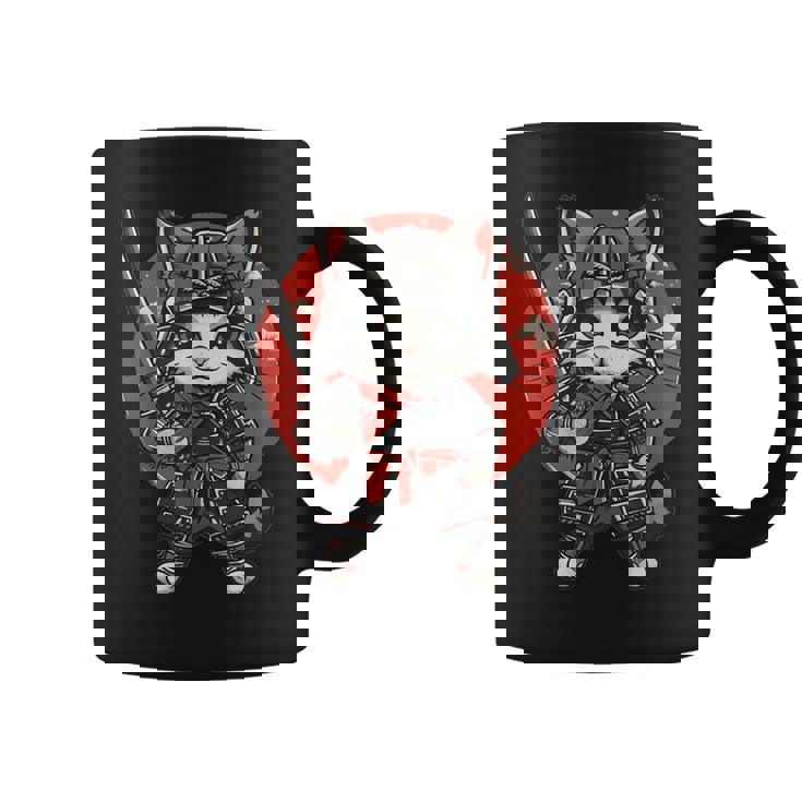 Ninja Arte Japonés Gato Samurai Gatito Kawaii Taza de café