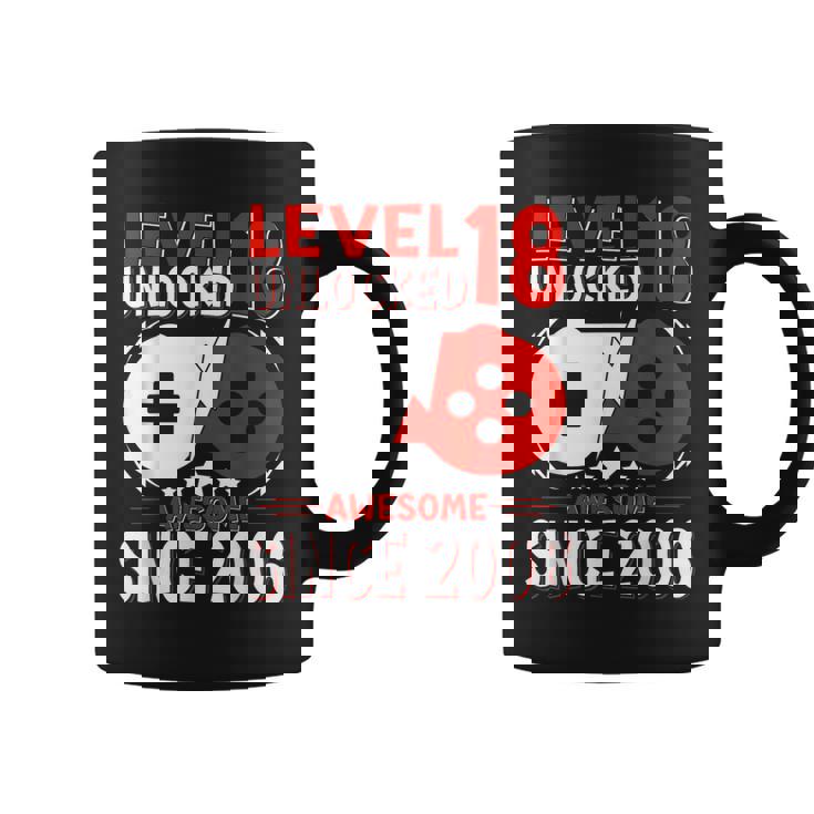 Nivel 18 Desbloqueado 18 Años Cumpleaños Gamer 18 Años Taza de café