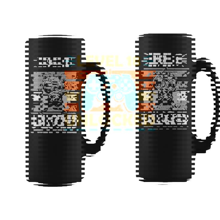 Nivel 18 Desbloqueado 18 Cumpleaños 18 Añosideojuegos Taza de café