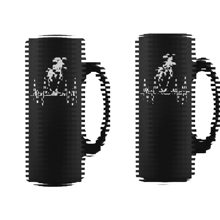 Palm Tree Heartbeat Tropical Summer Beach Vacay Coffee Mug