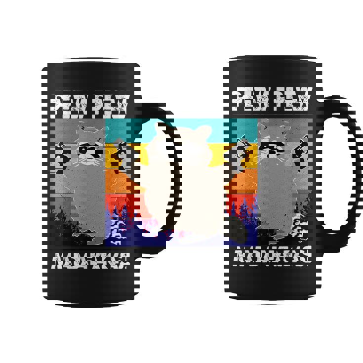 Pew Pew Madafakas Crazy Mapache Gun Regalos Divertidos Taza de café