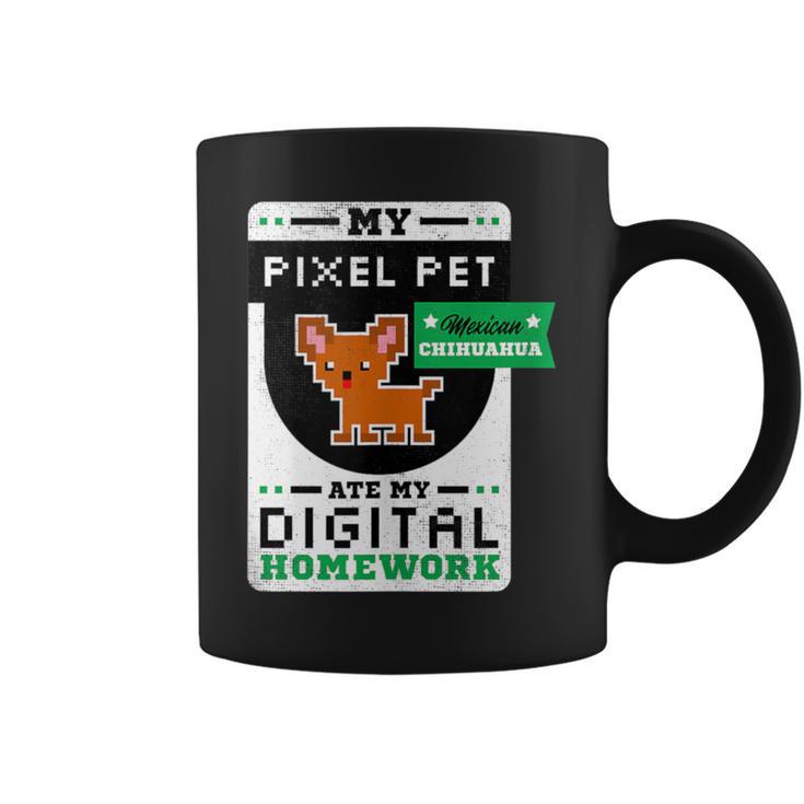 Pixel Pet Ate My Digital Homework Online Chihuahua Dog Tank Top Graphic Print Coffee Mug