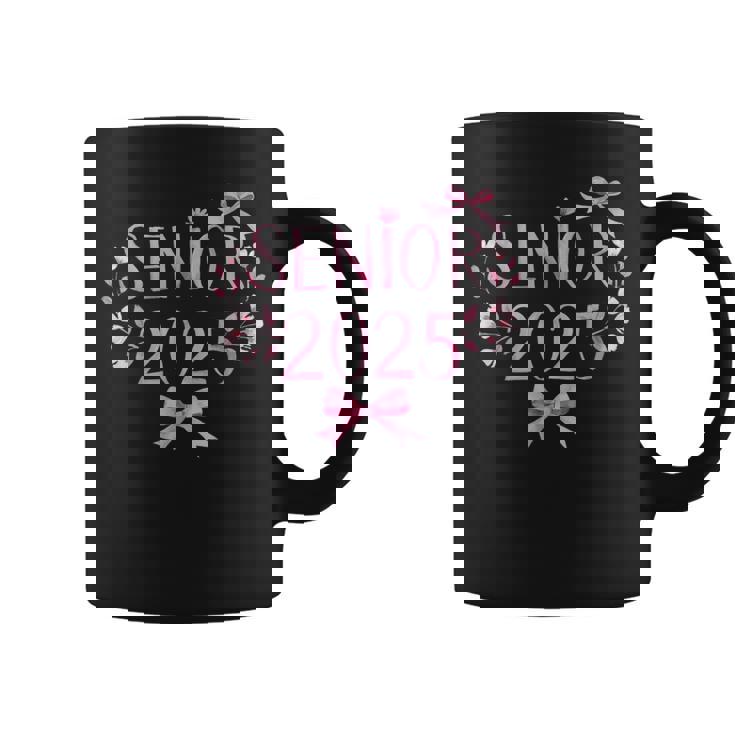 Retro Senior 25 Class Of 2025 Graduation Coquette Pink Bow Coffee Mug