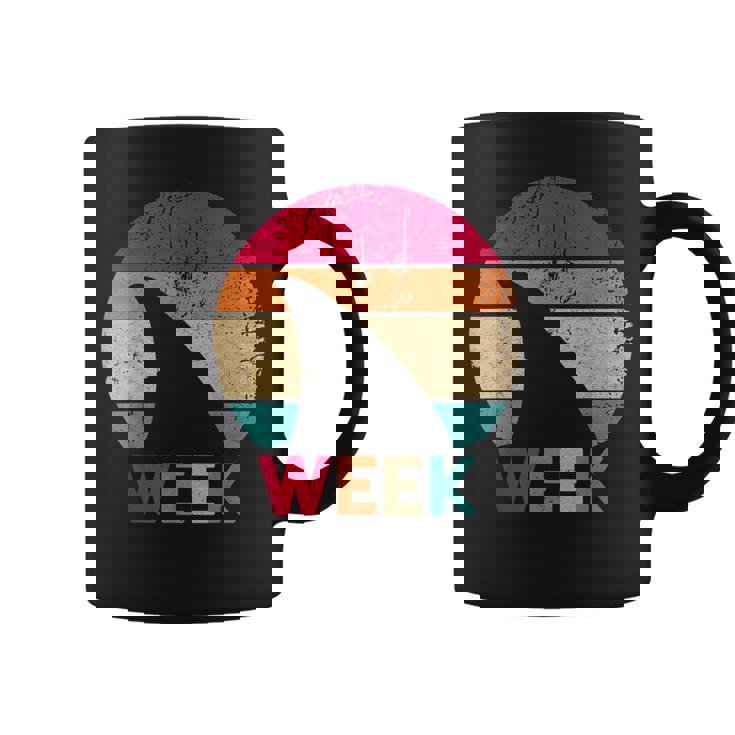 Retro Vintage Shark Fin 2024 Week Awareness Support Summer Coffee Mug