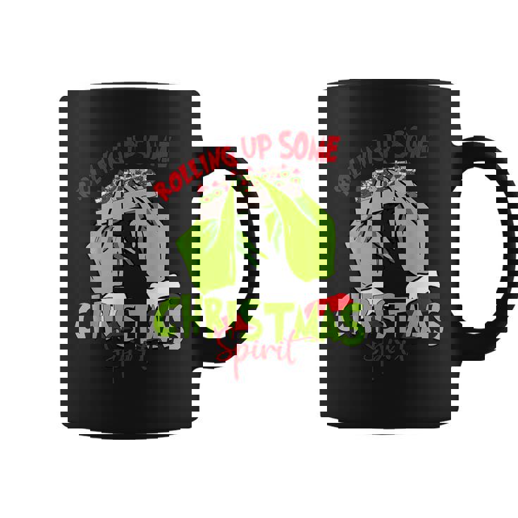 Rolling Up Some Christmas Spirit Xmas Santa Pajamas Holiday Coffee Mug