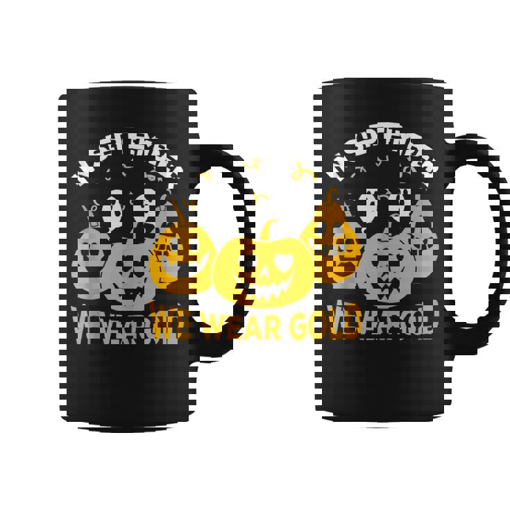 In September We Wear Gold Scary Pumpkin And Ghosts Costume Coffee Mug