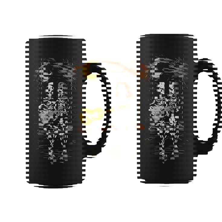 Skeleton Playing Guitar Moon Halloween Music Boys Womens Coffee Mug