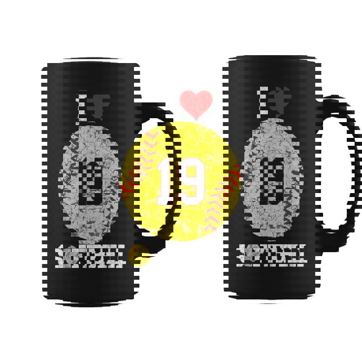 Softbol Número 19 Softball Amante Regalointage Retro Taza de café