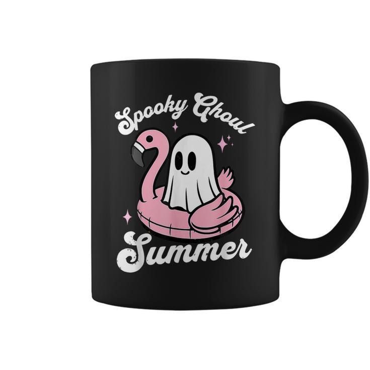 Spooky Ghoul Summer Cute Ghost Flamingo Summer Vibes Beach Coffee Mug