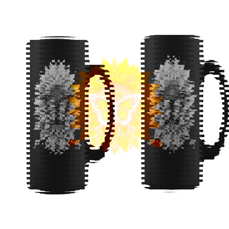 Sunflower Butterfly Floral Vintage Cool Graphic Coffee Mug
