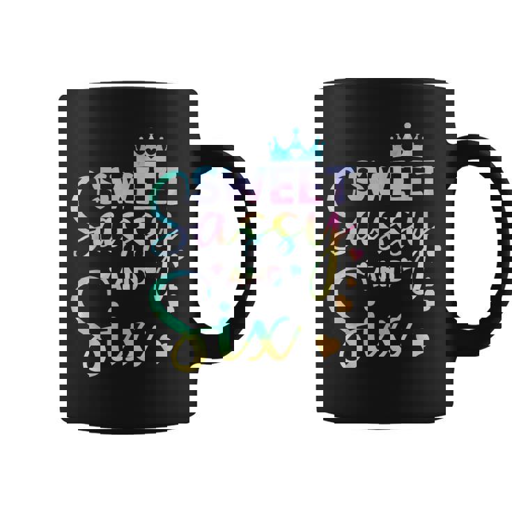 Sweet Sassy And Six 6Th Birthday Girl Tie Dye 6 Year Olds Coffee Mug