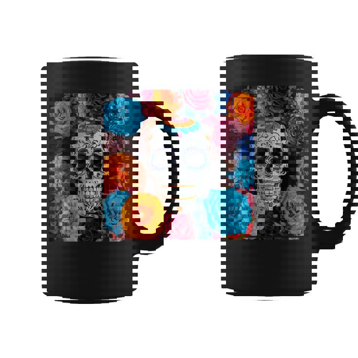 Tête De Mort Mexicaine Dia De Muertos Jour Des Morts Floral Tasse
