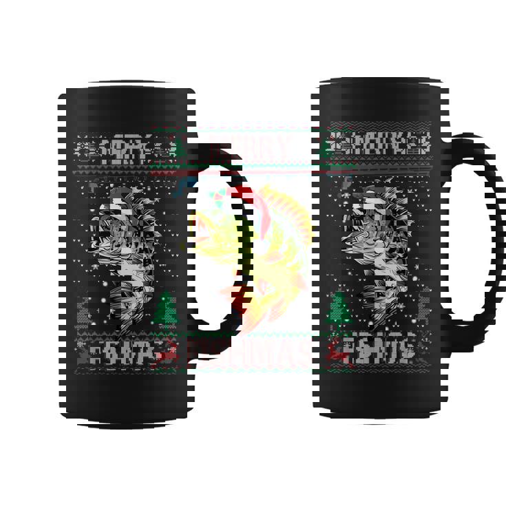 Ugly Fishing Christmas Bass Fish Apparel Merry Fishmas Coffee Mug