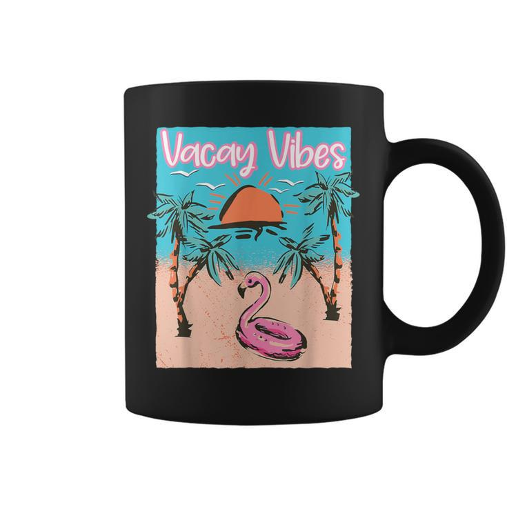 Vacay Vibes Beach Flamingo Summer Vacation Coffee Mug