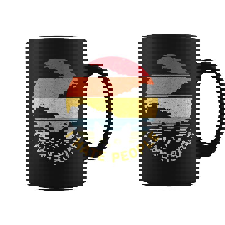 Vintage Retro Divertida De Gato Negro I Hate People Para Hombre Y Taza de café