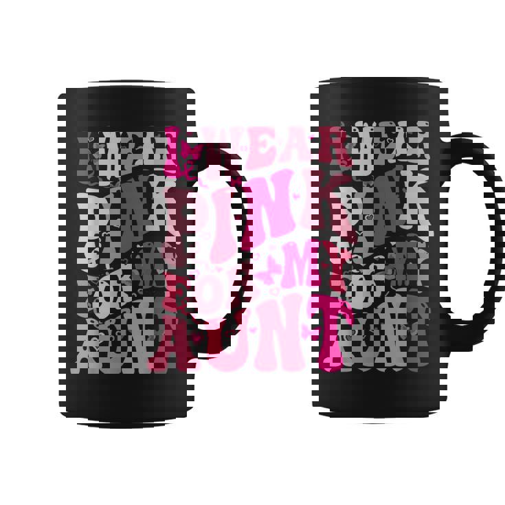 I Wear Pink For My Aunt Groovy Breast Cancer Awareness Coffee Mug