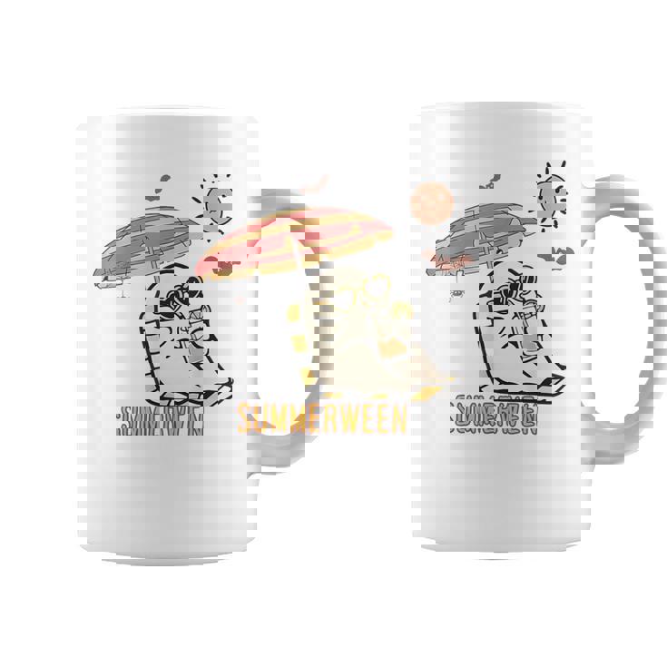 Cute Ghost Spooky Beach Summer Vacation Halloween Summerween Coffee Mug