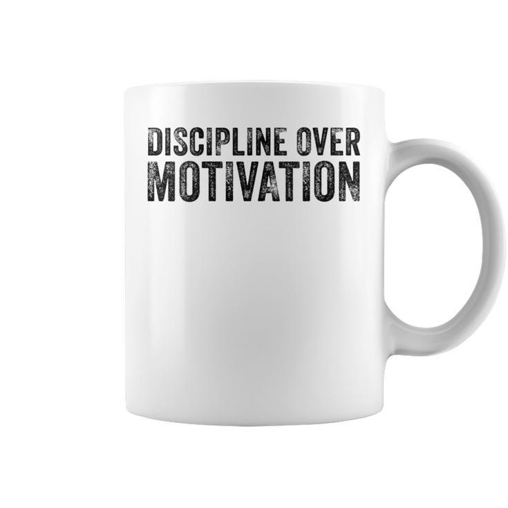 Discipline Over Motivation Goals Hard Work Gym Vintage Graphic Print Coffee Mug