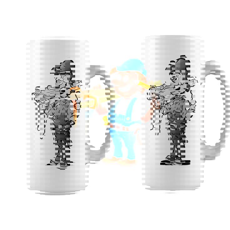 Builder Handyman Con Dibujos Animados Y Herramientas Taza de café