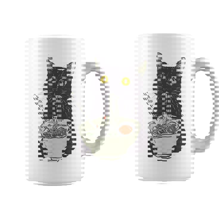 Cat Eating Ramen Vintage Japanese Noodles Coffee Mug