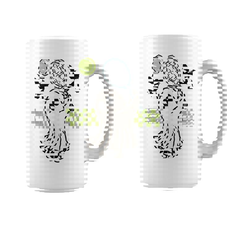 Halloween Ghost Tennis Player Retro Spooky Season Coffee Mug