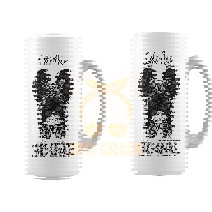 Hello 3Rd Grade Messy Hair Bun Girl Leopard Back To School Coffee Mug
