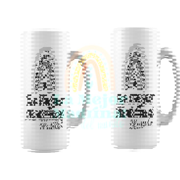 La Mejor Madrina Del Mundo Lindo Boho Rainbow Madrina Taza de café