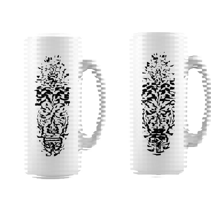 Maorí Polinesio Tatuaje Haka Dance Mascarilla Cabeza Taza de café