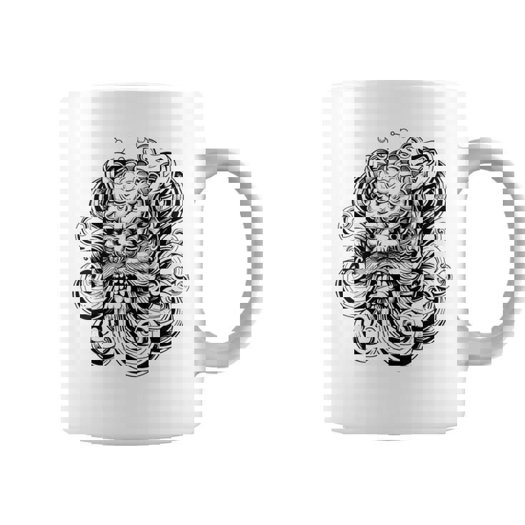 Máscara Japonesa Oni Mitología Japón Tatuaje Arte Dibujo Taza de café