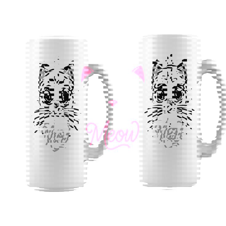Meow Cute Cat Face Quote Pour Les Fans De Chat Tasse