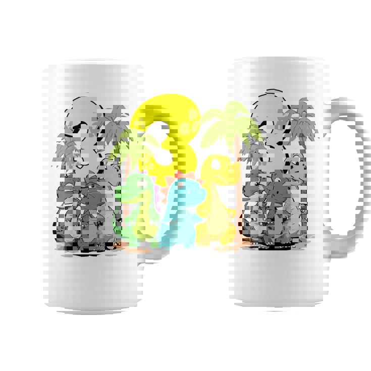 Niños Cute Dinosaurs I'm 3 Acción Dino Cumpleaños Taza de café
