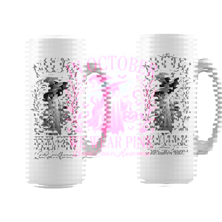 In October We Wear Pink Breast Cancer Awareness Halloween Coffee Mug