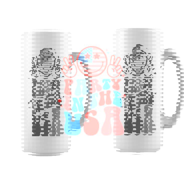 Party In The Usa Happy Face Smile American Flag 4Th Of July Coffee Mug