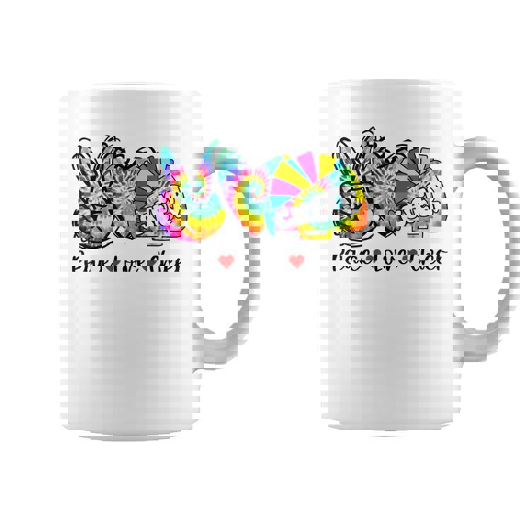 Peace Love Cheer Tie Dye Heart Cheerleading Back To School Coffee Mug