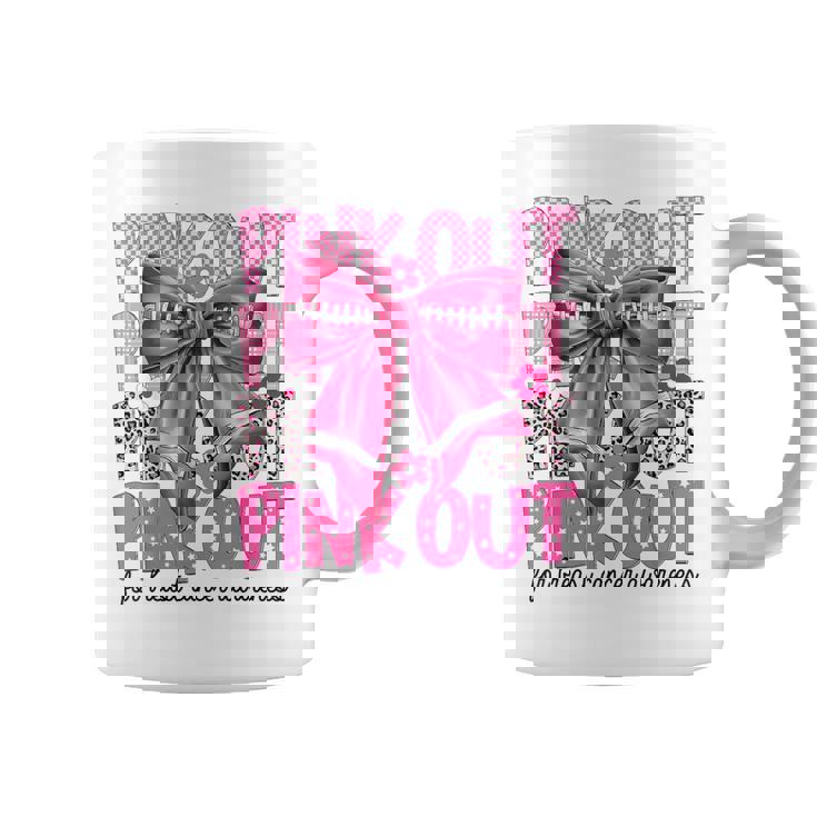 Pink Out For Breast Cancer Awareness Football Coquette Bow Coffee Mug