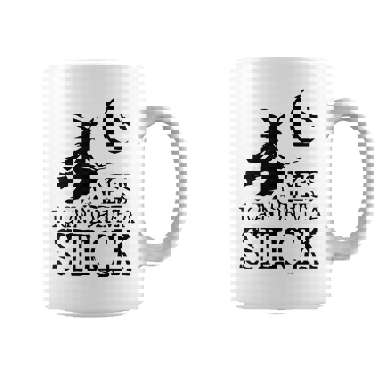 Retro Halloween Witch Yes I Can Drive A Stick Broom Coffee Mug