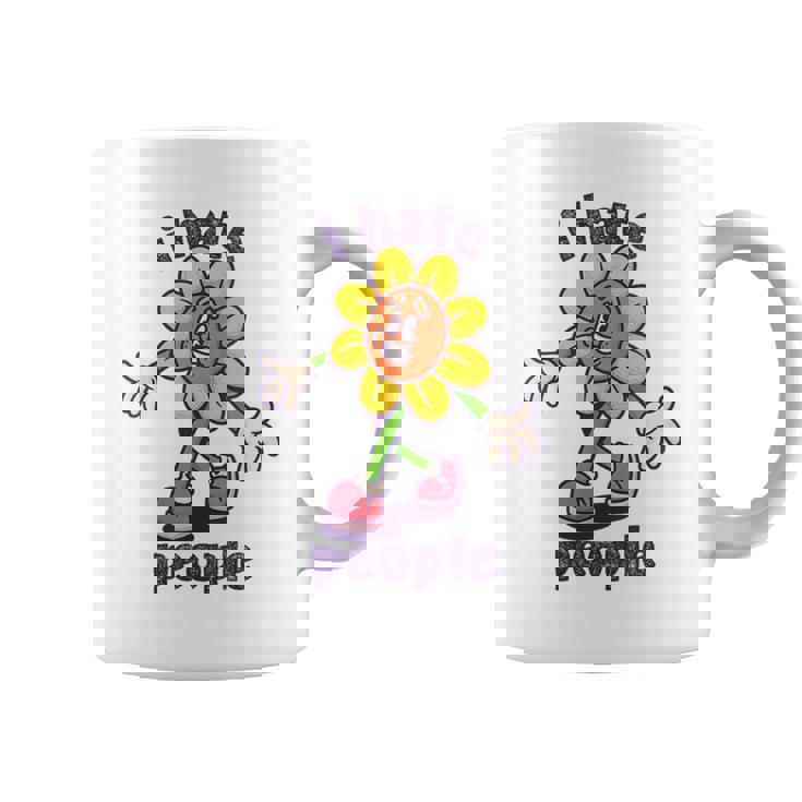 Retro I Hate People Divertente Regalo Floreale Per Eremita Introverso Con Collo A Tazze