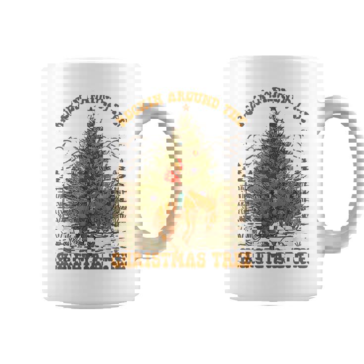 Retro Rockin Around The Christmas Tree Bronco Cowboy Rodeo Graphic Print Coffee Mug