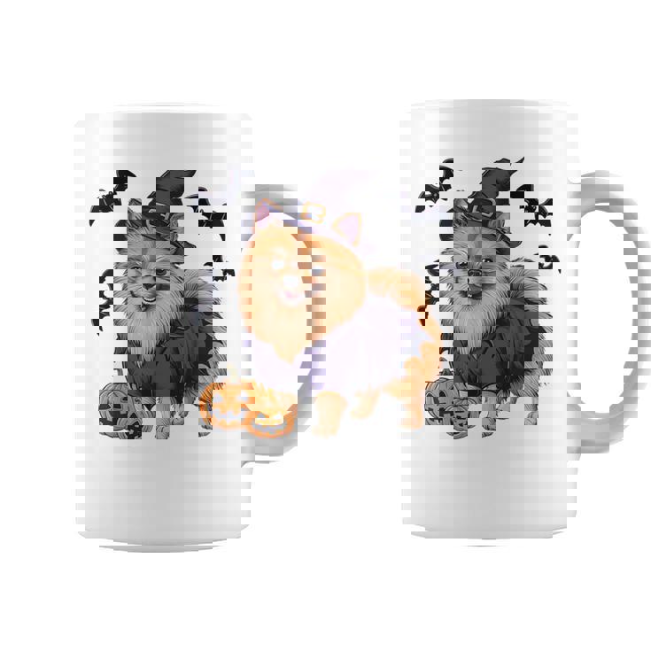Scary Pumpkin Bat Witch Pomeranian Dog Halloween Coffee Mug