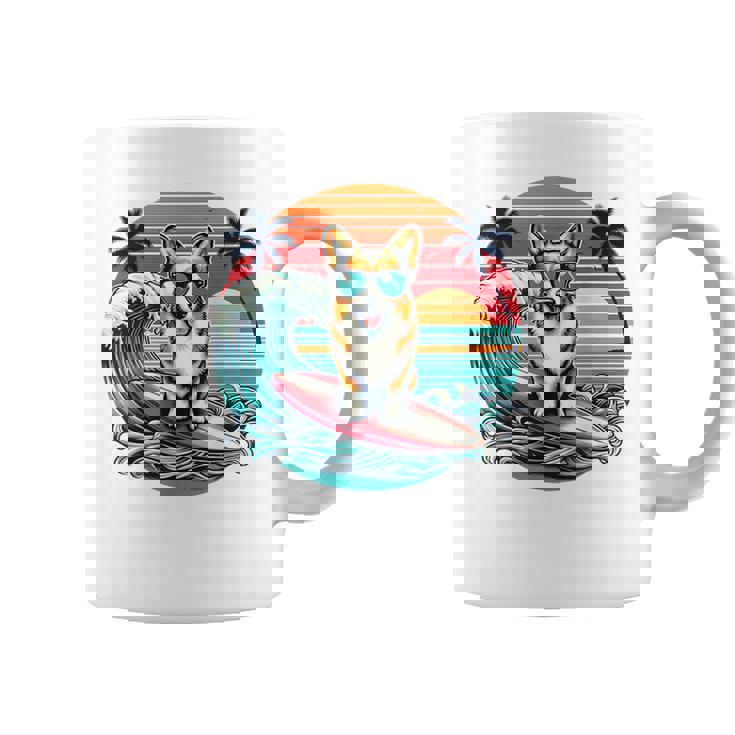 Surfing Welsh Corgi Retro Sunset Hombres Es Niños Perros Amante Taza de café