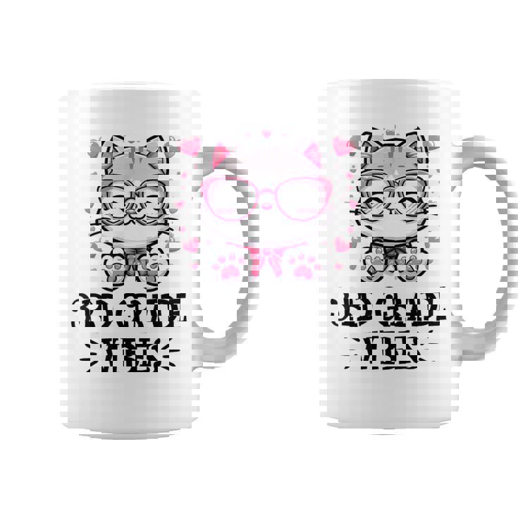 Third 3Rd Grade Vibes Back To School Cute Cat Cute For Girls Coffee Mug