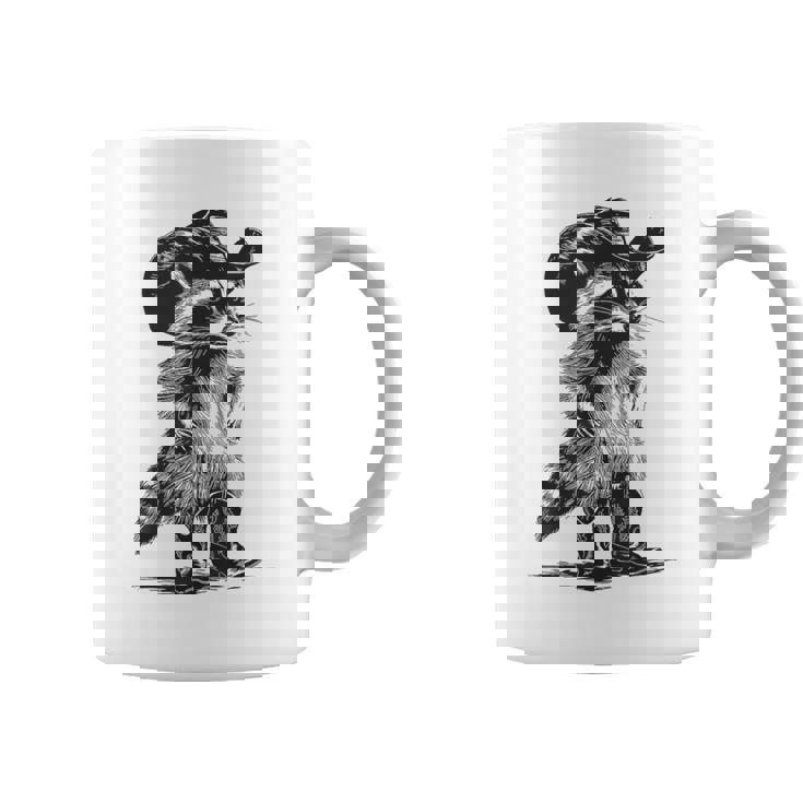 Vintage Raccoon Cowboy Cowgirl Trash Panda Western Country Coffee Mug