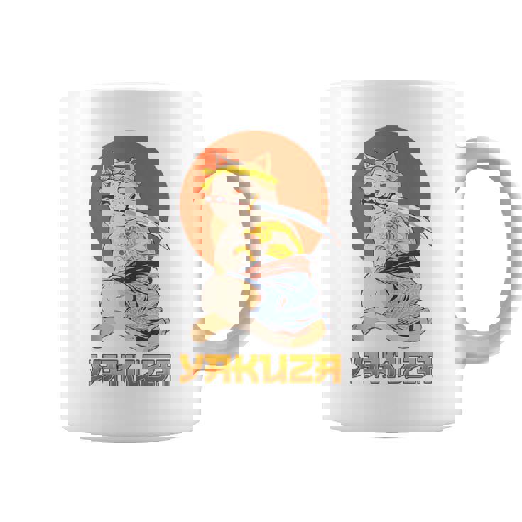 Yakuza Gato Japonés Samurai Espada Katana Japón Tigre Tatuaje Sin Mangas Taza de café