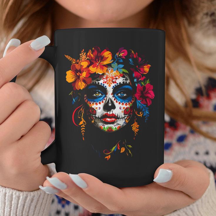 Colourful La Catrina Sugar Skull Woman Dia De Los Muertos Tassen Lustige Geschenke