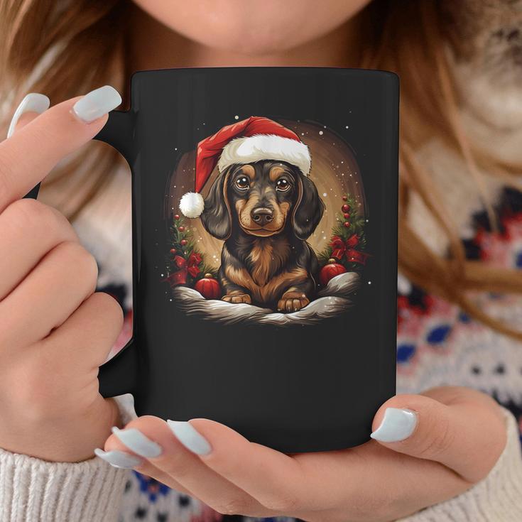 Dachshund With Santa Hat Christmas With Dog Tassen Lustige Geschenke