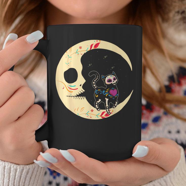 Dia De Los Muertos Cat & Moon Sugar Skull Tassen Lustige Geschenke