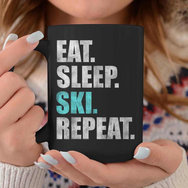 Eat Sleep Ski Repeat Tassen Lustige Geschenke