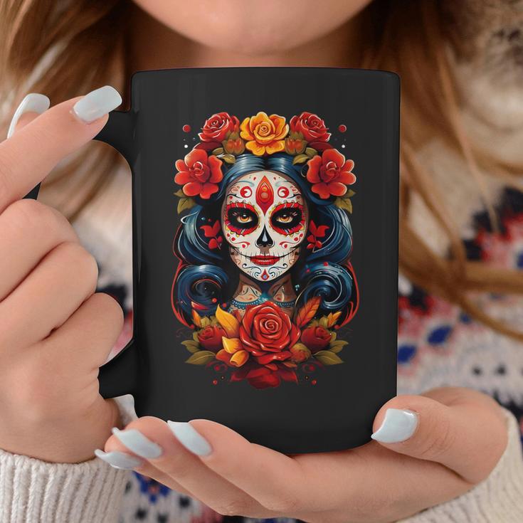 Fleur Dia De Los Muertos La Catrina Jour Des Morts Tasse Cadeaux drôles