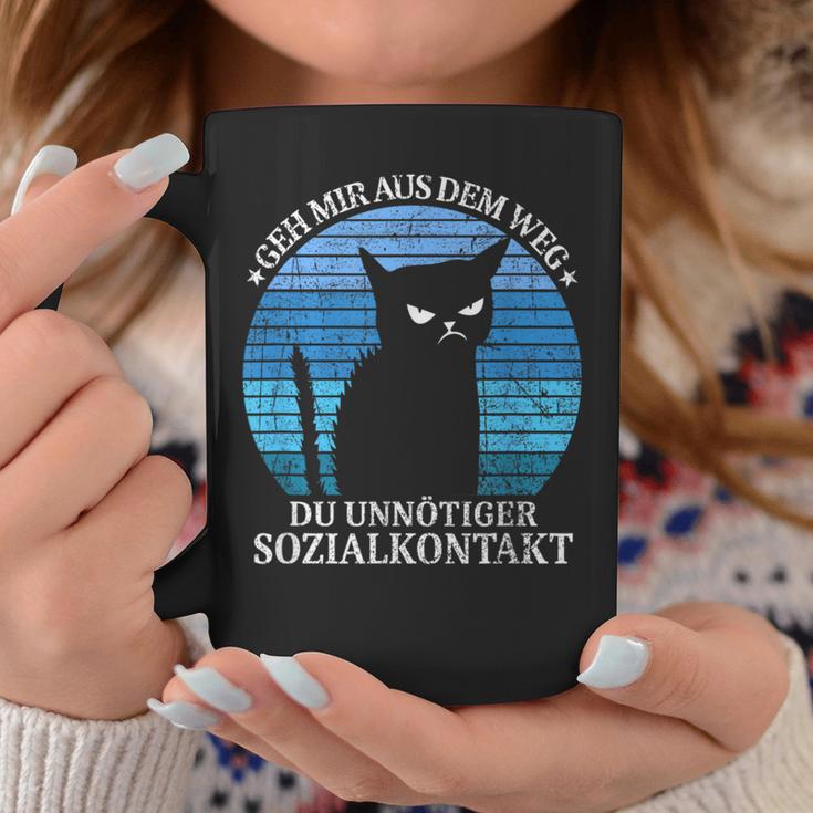 Geh Mir Aus Dem Weg Du Unnötiger Sozialkontakt Cats Retro Tassen Lustige Geschenke